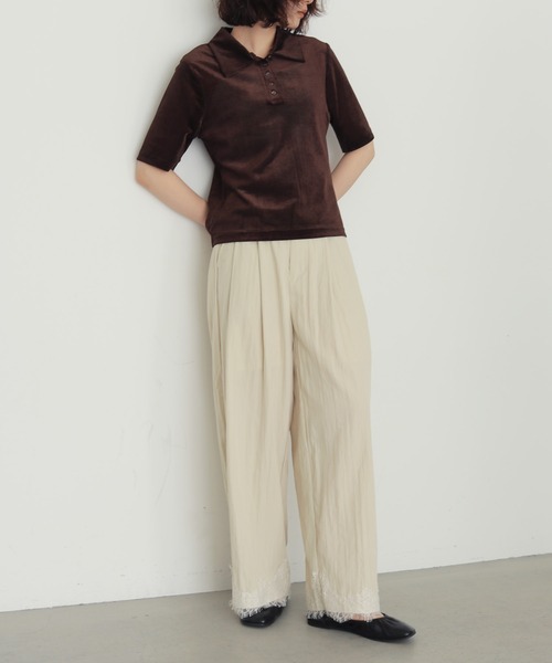 cheriella(シェリエラ)の「【cheriella】リネンライク タックレースパンツ LINEN-LIKE TUCKED LACE PANTS(スラックス・レディース・ブラウン/アイボリー/ブラック・FREE)」の16枚目の写真