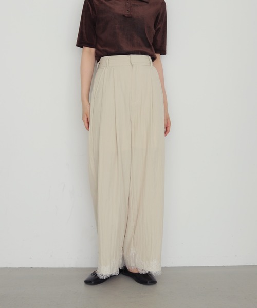 cheriella(シェリエラ)の「【cheriella】リネンライク タックレースパンツ LINEN-LIKE TUCKED LACE PANTS(スラックス・レディース・ブラウン/アイボリー/ブラック・FREE)」の11枚目の写真