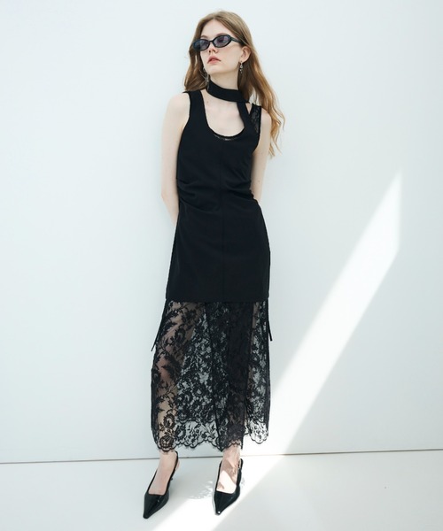 JOSE MOON（ジョゼムーン）の「TIE NECK MINI DRESS/タイネックミニドレス（ワンピース・レディース・ブラック/ブラウン・36/38）」の8枚目の写真
