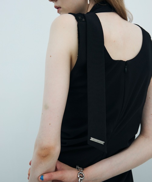 JOSE MOON（ジョゼムーン）の「TIE NECK MINI DRESS/タイネックミニドレス（ワンピース・レディース・ブラック/ブラウン・36/38）」の14枚目の写真