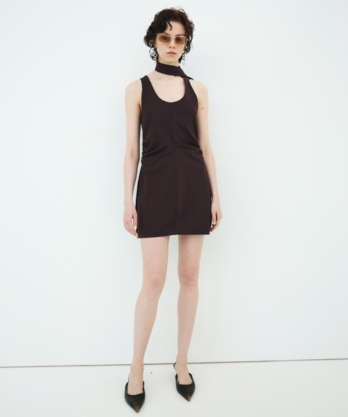 JOSE MOON（ジョゼムーン）の「TIE NECK MINI DRESS/タイネックミニドレス（ワンピース・レディース・ブラック/ブラウン・36/38）」の20枚目の写真