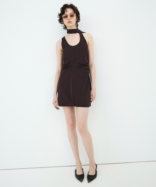 JOSE MOON（ジョゼムーン）の「TIE NECK MINI DRESS/タイネックミニドレス（ワンピース・レディース・ブラック/ブラウン・36/38）」の22枚目の写真