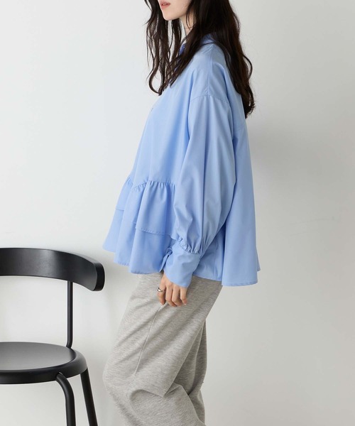 forksy.(フォルクシー)の「【forksy.】フリルティアード バンドカラーシャツ(シャツ/ブラウス・レディース・ベージュ系/ブルー系/ピンク系/サックスブルー・FREE)」の8枚目の写真