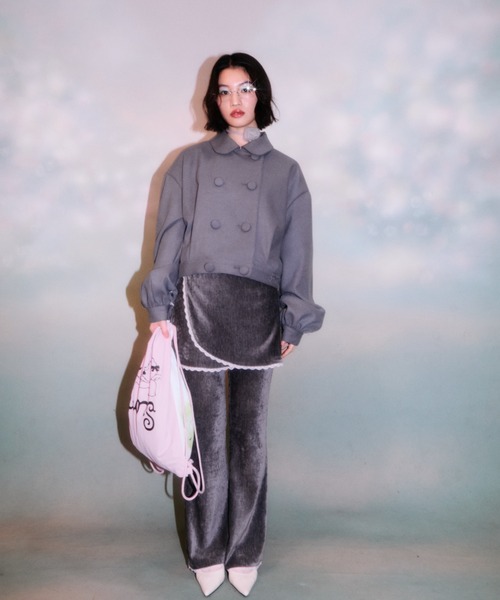 twins(nemne store)(ツインズ)の「Velvet Layered Skirt Pants(その他パンツ・レディース・Black/グレー・フリー)」の2枚目の写真