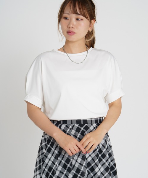 STRAWBERRY-FIELDS(ストロベリーフィールズ)の「ソルシード天竺_半袖ドルマンTシャツ(Tシャツ/カットソー・レディース・キャメル/オフホワイト/ブラック・2)」の1枚目の写真