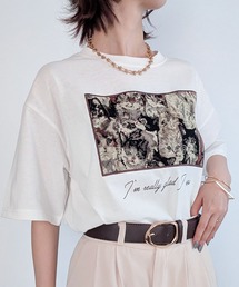 猫柄刺繍ラウンドヘムTシャツ 26AW新作 秋服