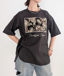 猫柄刺繍ラウンドヘムTシャツ 26AW新作 秋服
