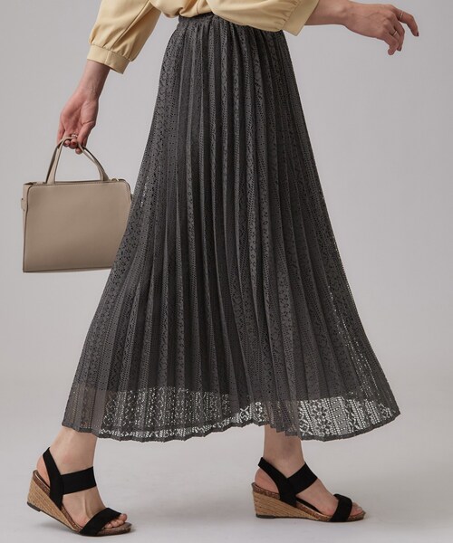 SHOO・LA・RUE(シューラルー)の「【S-LL】軽やかにゆれる 上品レースプリーツスカート(スカート・レディース・ベージュ/ブラウン系その他/スミクロ・00)」の1枚目の写真