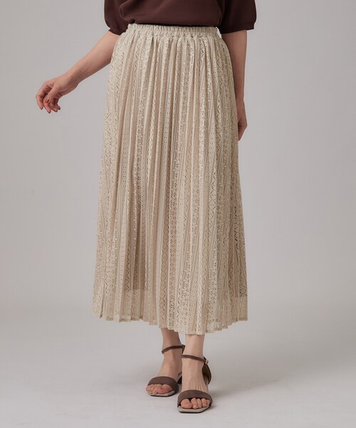 SHOO・LA・RUE(シューラルー)の「【S-LL】軽やかにゆれる 上品レースプリーツスカート(スカート・レディース・ベージュ/ブラウン系その他/スミクロ・00)」の17枚目の写真