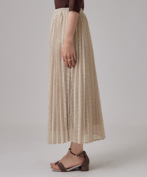 SHOO・LA・RUE(シューラルー)の「【S-LL】軽やかにゆれる 上品レースプリーツスカート(スカート・レディース・ベージュ/ブラウン系その他/スミクロ・00)」の4枚目の写真