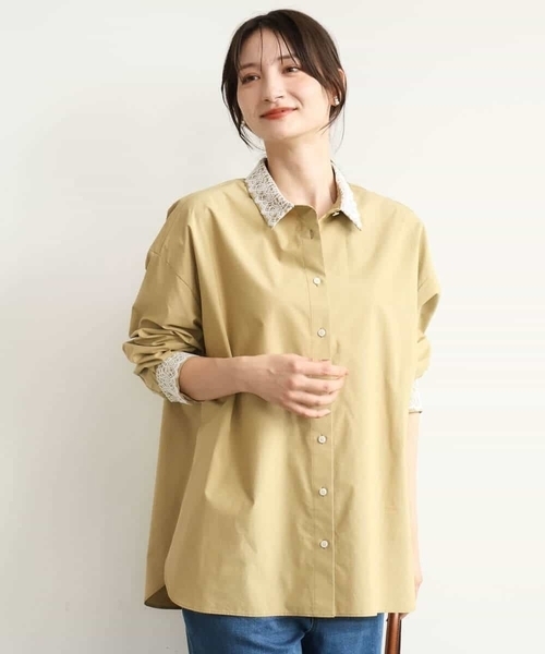 MK MICHEL KLEIN（エムケーミッシェルクラン）の「[洗える]レースデザインシャツ（シャツ/ブラウス・レディース・ライトブルー/ライトイエロー・38）」の12枚目の写真