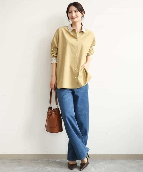 MK MICHEL KLEIN（エムケーミッシェルクラン）の「[洗える]レースデザインシャツ（シャツ/ブラウス・レディース・ライトブルー/ライトイエロー・38）」の13枚目の写真