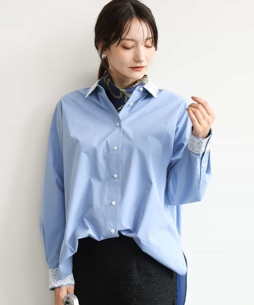 MK MICHEL KLEIN（エムケーミッシェルクラン）の「[洗える]レースデザインシャツ（シャツ/ブラウス・レディース・ライトブルー/ライトイエロー・38）」の17枚目の写真
