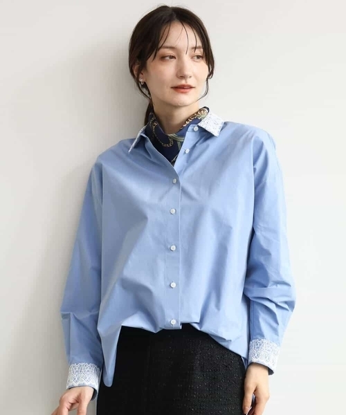 MK MICHEL KLEIN（エムケーミッシェルクラン）の「[洗える]レースデザインシャツ（シャツ/ブラウス・レディース・ライトブルー/ライトイエロー・38）」の18枚目の写真