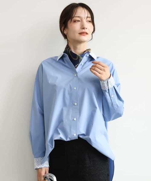 MK MICHEL KLEIN（エムケーミッシェルクラン）の「[洗える]レースデザインシャツ（シャツ/ブラウス・レディース・ライトブルー/ライトイエロー・38）」の20枚目の写真