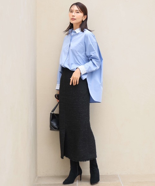 MK MICHEL KLEIN（エムケーミッシェルクラン）の「[洗える]レースデザインシャツ（シャツ/ブラウス・レディース・ライトブルー/ライトイエロー・38）」の8枚目の写真