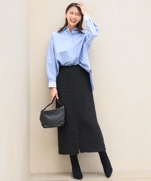 MK MICHEL KLEIN（エムケーミッシェルクラン）の「[洗える]レースデザインシャツ（シャツ/ブラウス・レディース・ライトブルー/ライトイエロー・38）」の9枚目の写真