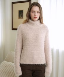 High Neck Loose Fit Knit (Beige)
