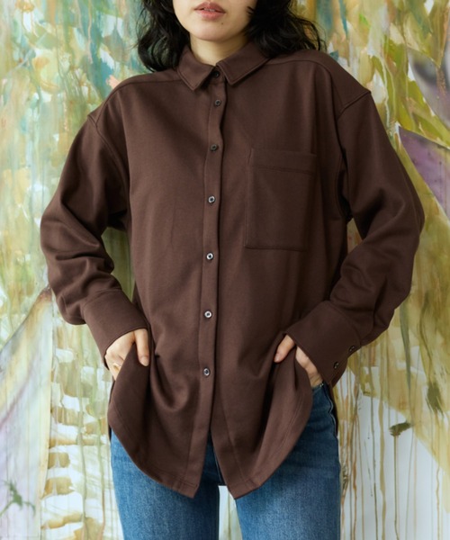 flaeu(フラユ)の「Light French Terry Big Shirt(シャツ/ブラウス・レディース・ブラウン/ブラック/アイボリー・FREE)」の1枚目の写真