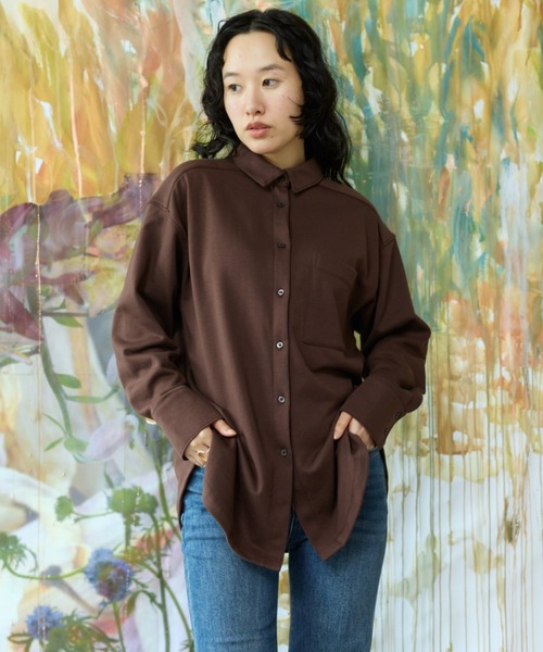 flaeu(フラユ)の「Light French Terry Big Shirt(シャツ/ブラウス・レディース・ブラウン/ブラック/アイボリー・FREE)」の15枚目の写真