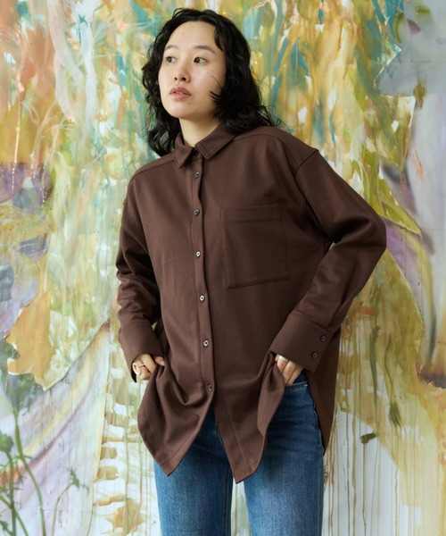 flaeu(フラユ)の「Light French Terry Big Shirt(シャツ/ブラウス・レディース・ブラウン/ブラック/アイボリー・FREE)」の16枚目の写真