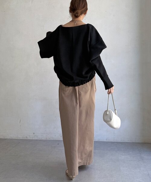 DouDou(ドゥドゥ)の「【WEB限定】パワーショルダースウエット(Tシャツ/カットソー・レディース・チャコールグレー/ブラック・FREE)」の7枚目の写真