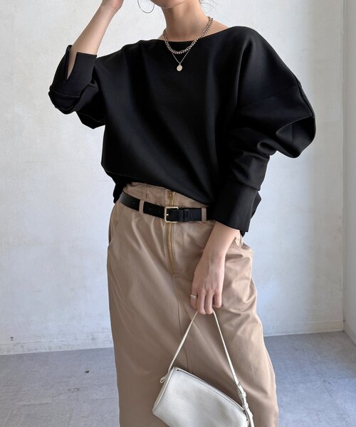 DouDou(ドゥドゥ)の「【WEB限定】パワーショルダースウエット(Tシャツ/カットソー・レディース・チャコールグレー/ブラック・FREE)」の8枚目の写真