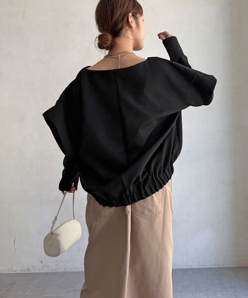 DouDou(ドゥドゥ)の「【WEB限定】パワーショルダースウエット(Tシャツ/カットソー・レディース・チャコールグレー/ブラック・FREE)」の12枚目の写真