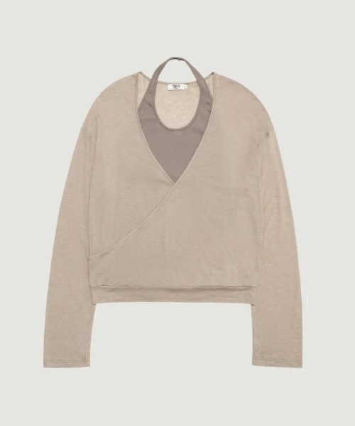 GRVRGROVE（グローブ）の「VARA HALTER WRAP SET（Tシャツ/カットソー・レディース・Beige/Black/グレー系・フリー）」の6枚目の写真