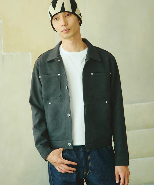 JOURNAL STANDARD(ジャーナルスタンダード)の「ポリ ツイル トリム フィット ジャケット(その他アウター・メンズ・チャコールグレー/ブラック/ブラウン・MEDIUM/LARGE)」の3枚目の写真