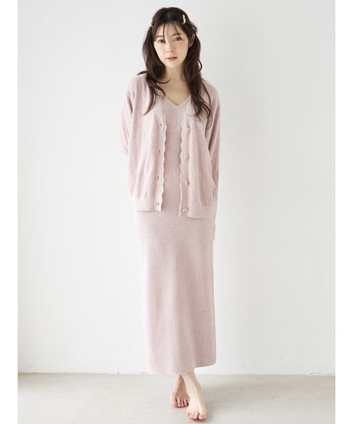 SNIDEL HOME(スナイデルホーム)の「【イフミック®】カップインニットワンピース(ルームウェア/パジャマ・レディース・アイボリー/モカ/ピンク・F)」の11枚目の写真