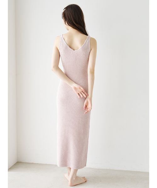 SNIDEL HOME(スナイデルホーム)の「【イフミック®】カップインニットワンピース(ルームウェア/パジャマ・レディース・アイボリー/モカ/ピンク・F)」の9枚目の写真