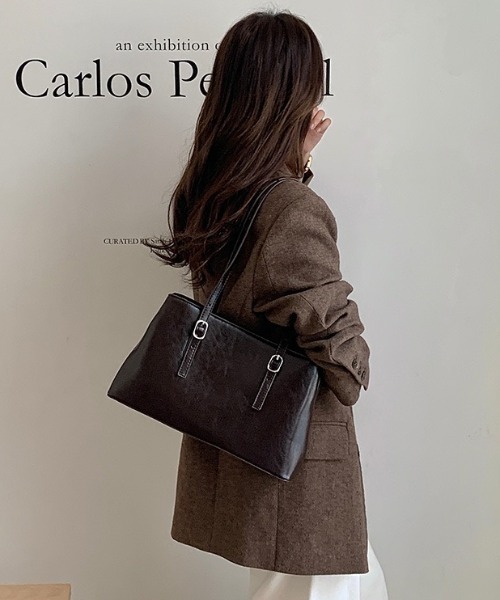 yuue' ( wear )(ユーイ)の「ロングハンドルスクエアショルダーバッグ/通勤通学/オフィスバッグ(ショルダーバッグ・レディース・ブラック/ダークブラウン・FREE)」の18枚目の写真