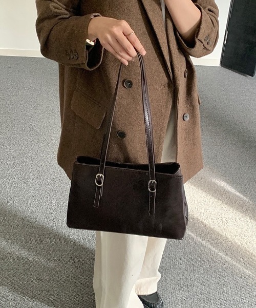 yuue' ( wear )(ユーイ)の「ロングハンドルスクエアショルダーバッグ/通勤通学/オフィスバッグ(ショルダーバッグ・レディース・ブラック/ダークブラウン・FREE)」の16枚目の写真