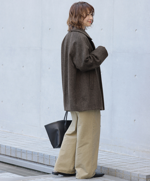 JOURNAL STANDARD relume(ジャーナルスタンダード レリューム)の「尾州ウールスーパー100スタンドPコート(ピーコート・レディース・ネイビー/カーキ/チョコ・38/36)」の5枚目の写真
