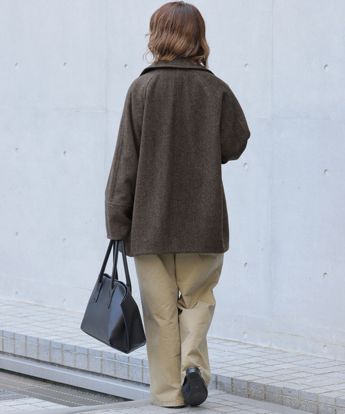 JOURNAL STANDARD relume(ジャーナルスタンダード レリューム)の「尾州ウールスーパー100スタンドPコート(ピーコート・レディース・ネイビー/カーキ/チョコ・38/36)」の6枚目の写真