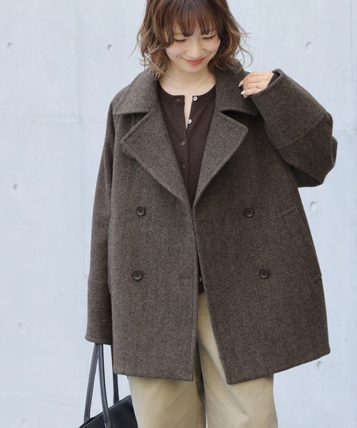 JOURNAL STANDARD relume(ジャーナルスタンダード レリューム)の「尾州ウールスーパー100スタンドPコート(ピーコート・レディース・ネイビー/カーキ/チョコ・38/36)」の8枚目の写真