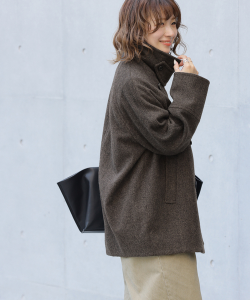 JOURNAL STANDARD relume(ジャーナルスタンダード レリューム)の「尾州ウールスーパー100スタンドPコート(ピーコート・レディース・ネイビー/カーキ/チョコ・38/36)」の10枚目の写真