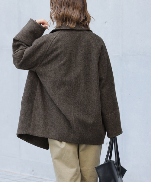 JOURNAL STANDARD relume(ジャーナルスタンダード レリューム)の「尾州ウールスーパー100スタンドPコート(ピーコート・レディース・ネイビー/カーキ/チョコ・38/36)」の11枚目の写真