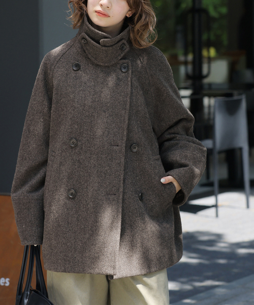 JOURNAL STANDARD relume(ジャーナルスタンダード レリューム)の「尾州ウールスーパー100スタンドPコート(ピーコート・レディース・ネイビー/カーキ/チョコ・38/36)」の13枚目の写真