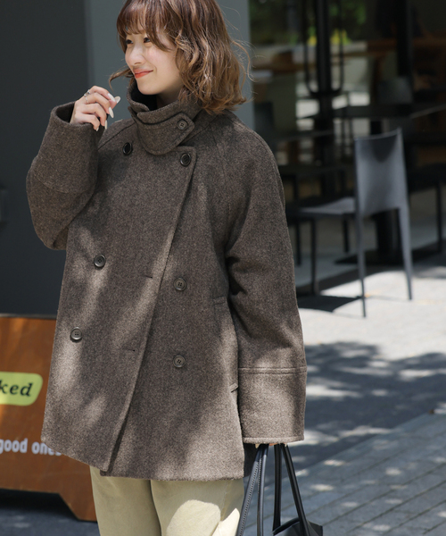 JOURNAL STANDARD relume(ジャーナルスタンダード レリューム)の「尾州ウールスーパー100スタンドPコート(ピーコート・レディース・ネイビー/カーキ/チョコ・38/36)」の14枚目の写真