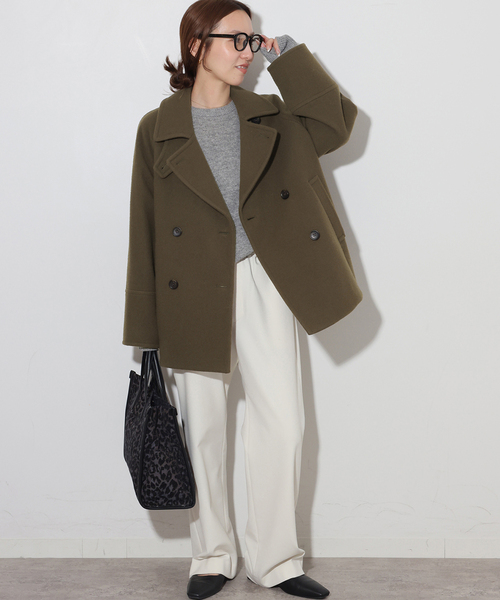 JOURNAL STANDARD relume(ジャーナルスタンダード レリューム)の「尾州ウールスーパー100スタンドPコート(ピーコート・レディース・ネイビー/カーキ/チョコ・38/36)」の16枚目の写真