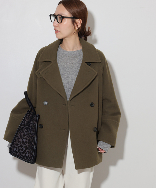 JOURNAL STANDARD relume(ジャーナルスタンダード レリューム)の「尾州ウールスーパー100スタンドPコート(ピーコート・レディース・ネイビー/カーキ/チョコ・38/36)」の19枚目の写真