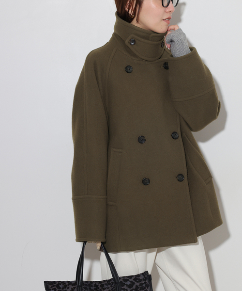 JOURNAL STANDARD relume(ジャーナルスタンダード レリューム)の「尾州ウールスーパー100スタンドPコート(ピーコート・レディース・ネイビー/カーキ/チョコ・38/36)」の22枚目の写真