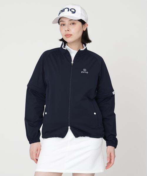 PING(ピン)の「【PING APPAREL】ストレッチハイゲージ天竺2WAYスタンドフルジップブルゾン (LADIES)(ブルゾン・レディース・グレー/ネイビー・LL/L/M)」の1枚目の写真