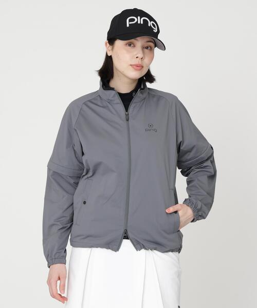 PING(ピン)の「【PING APPAREL】ストレッチハイゲージ天竺2WAYスタンドフルジップブルゾン (LADIES)(ブルゾン・レディース・グレー/ネイビー・LL/L/M)」の2枚目の写真