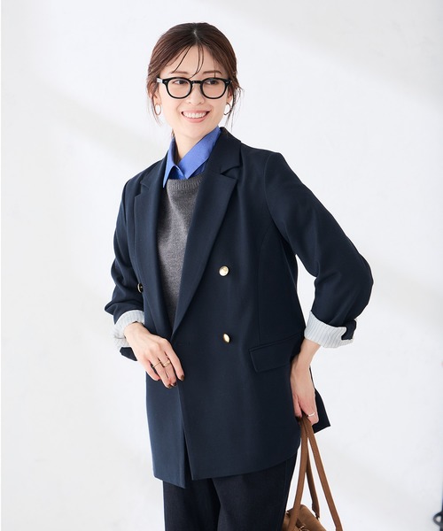 a.v.v(アーヴェヴェ)の「ダブルブレスト ジャケット【洗える/裏起毛】(テーラードジャケット・レディース・ダークグレー/ベージュ/ネイビー・36/38/40)」の11枚目の写真