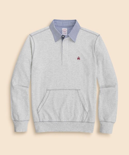 BROOKS BROTHERS(ブルックスブラザーズ)の「コットンジャージー GFロゴ カンガルーポケット ラグビーシャツ(ポロシャツ・メンズ・ライトグレー・SMALL/LARGE/MEDIUM)」の1枚目の写真