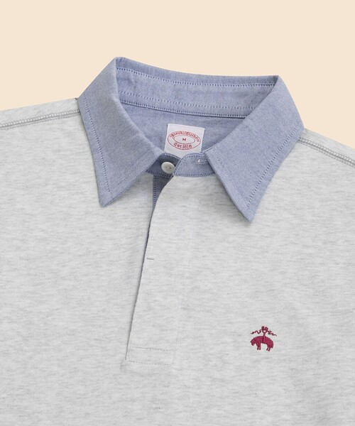 BROOKS BROTHERS(ブルックスブラザーズ)の「コットンジャージー GFロゴ カンガルーポケット ラグビーシャツ(ポロシャツ・メンズ・ライトグレー・SMALL/LARGE/MEDIUM)」の3枚目の写真