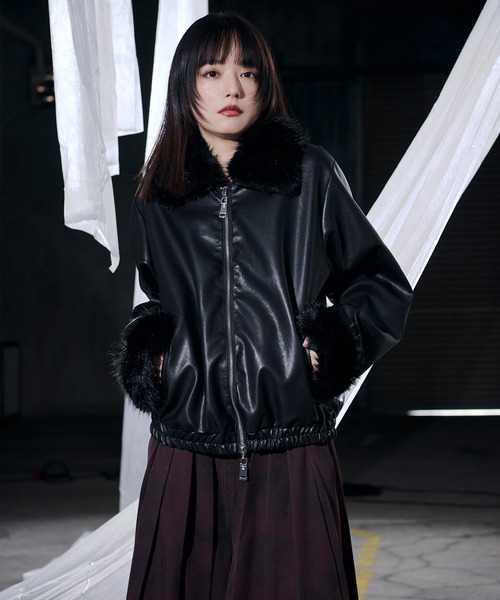 Ellno Loset(エルノロゼット)の「2wayファーブルゾン(ブルゾン・メンズ・ブラック/ブラック系その他/キャメル・LARGE/MEDIUM/SMALL)」の2枚目の写真